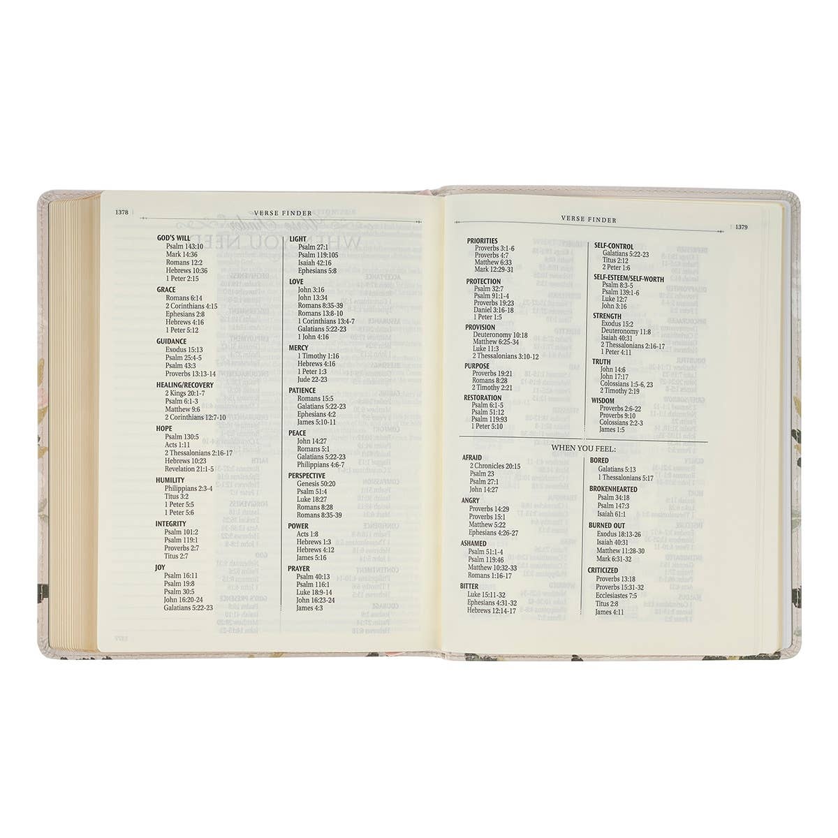 KJV Note-taking Bible Faux Leather Floral Printed Ps 91:4