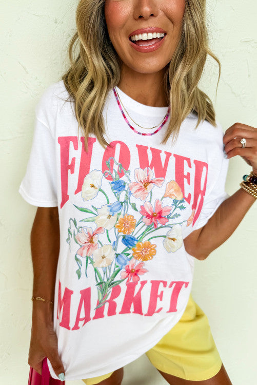 Flower Market Tee WHITE (S-XL)
