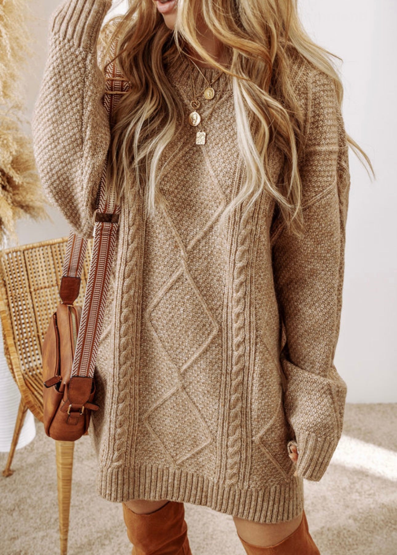 Call My Bluff Sweater Dress KHAKI (S-3XL)