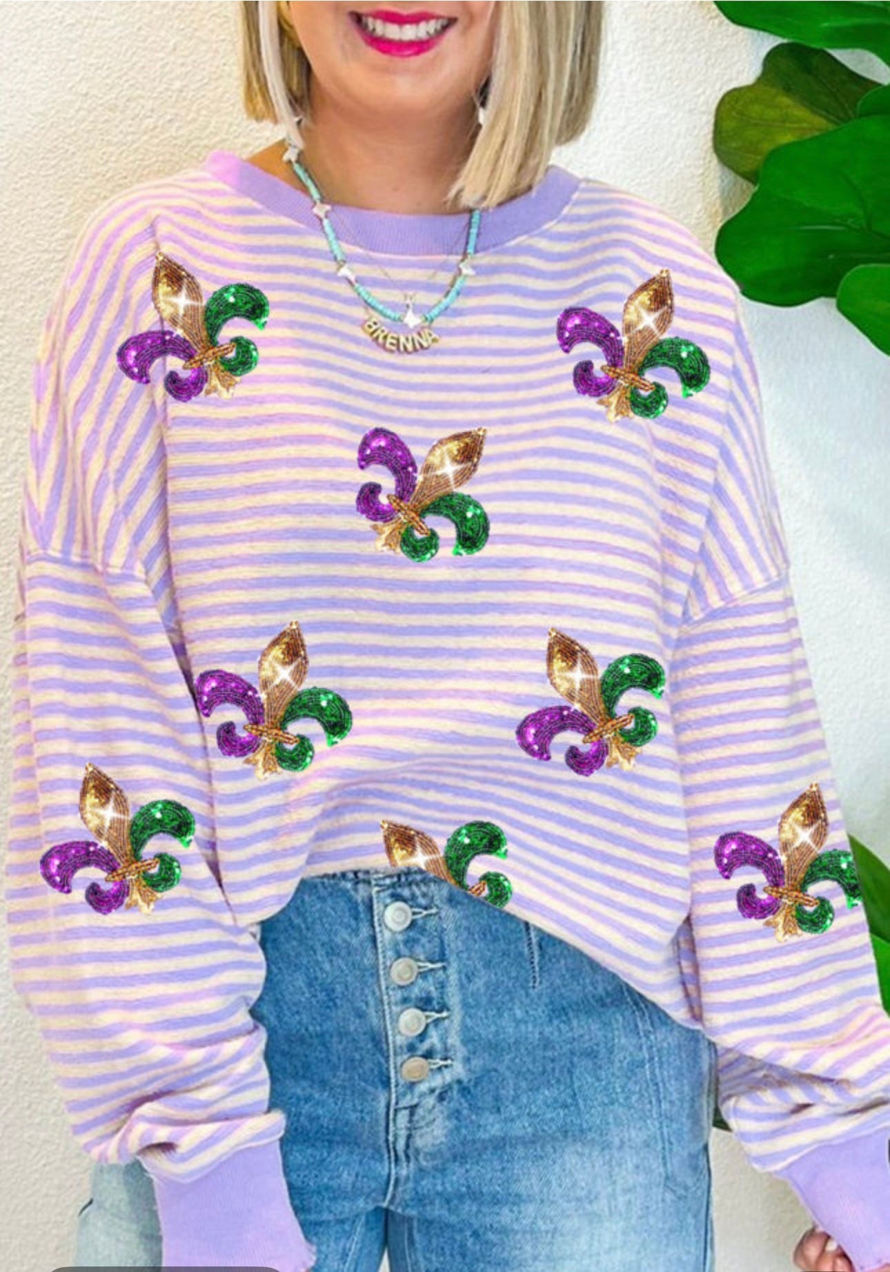 More Than Amazing Mardi Gras PURPLE STRIPE TOP (S-2xl)