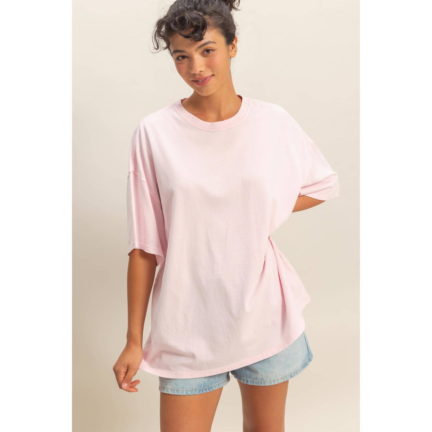 Easy Does It Oversized T-Shirt: SOFT PINK (S/M-M/L)