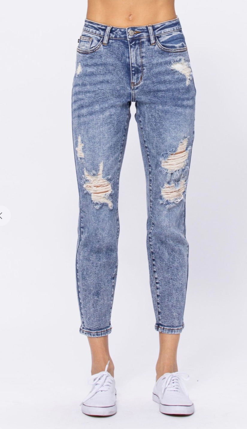Judy Blue Acid wash crop jeans (5-15)
