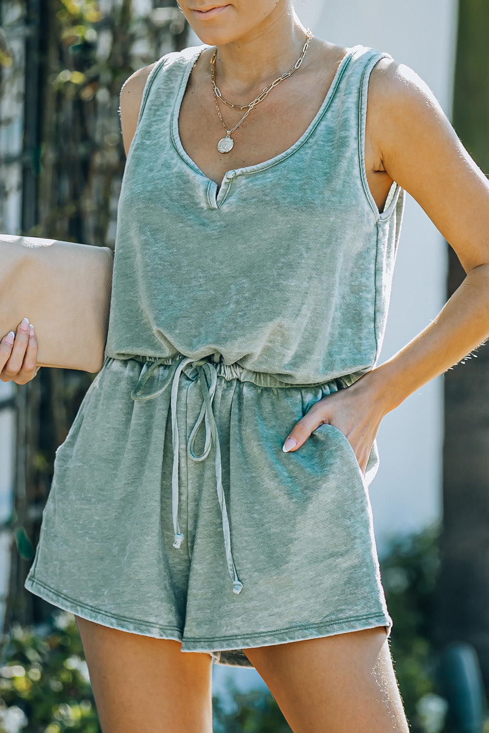 Easy Come Easy Go Mineral Romper GREEN (S-XL)