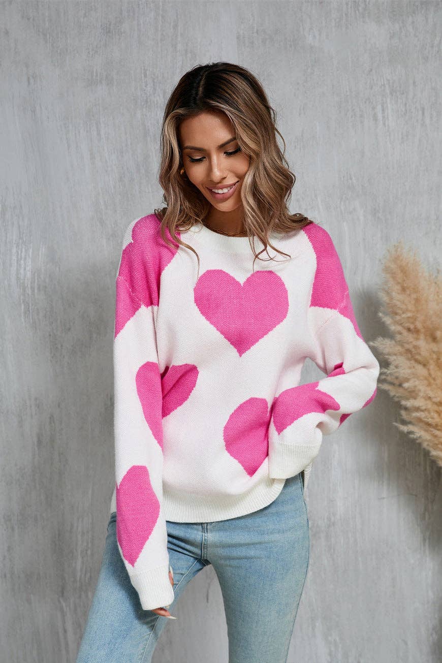 Romantic Heart Sweater ROSE RED (S-XL)