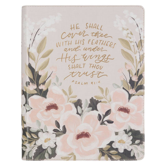 KJV Note-taking Bible Faux Leather Floral Printed Ps 91:4