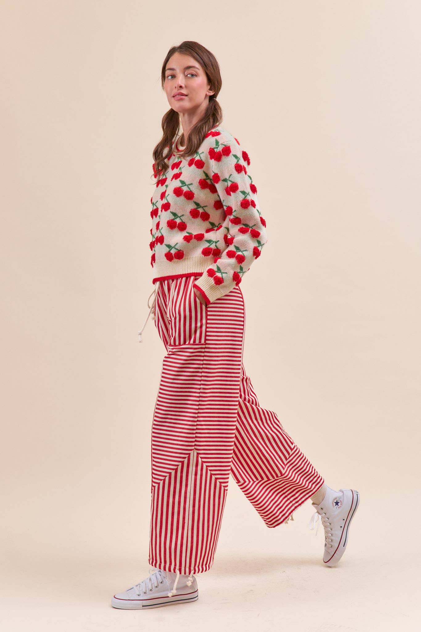MIXED STRIPES PARACHUTE PANTS MP4366: Dark Blue Stripe / L