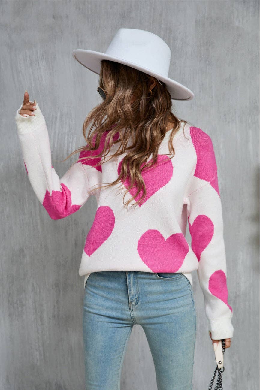 Romantic Heart Sweater ROSE RED (S-XL)