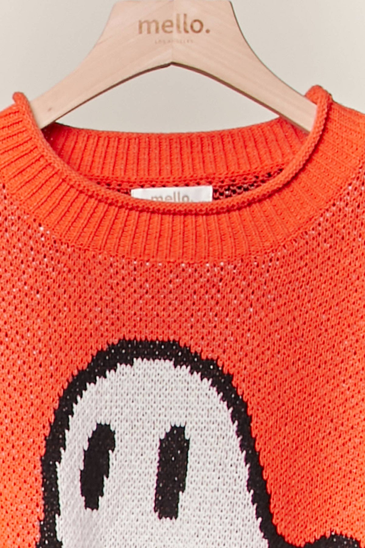 Halloween Spooky Face  Ghost Knit: Orange / L