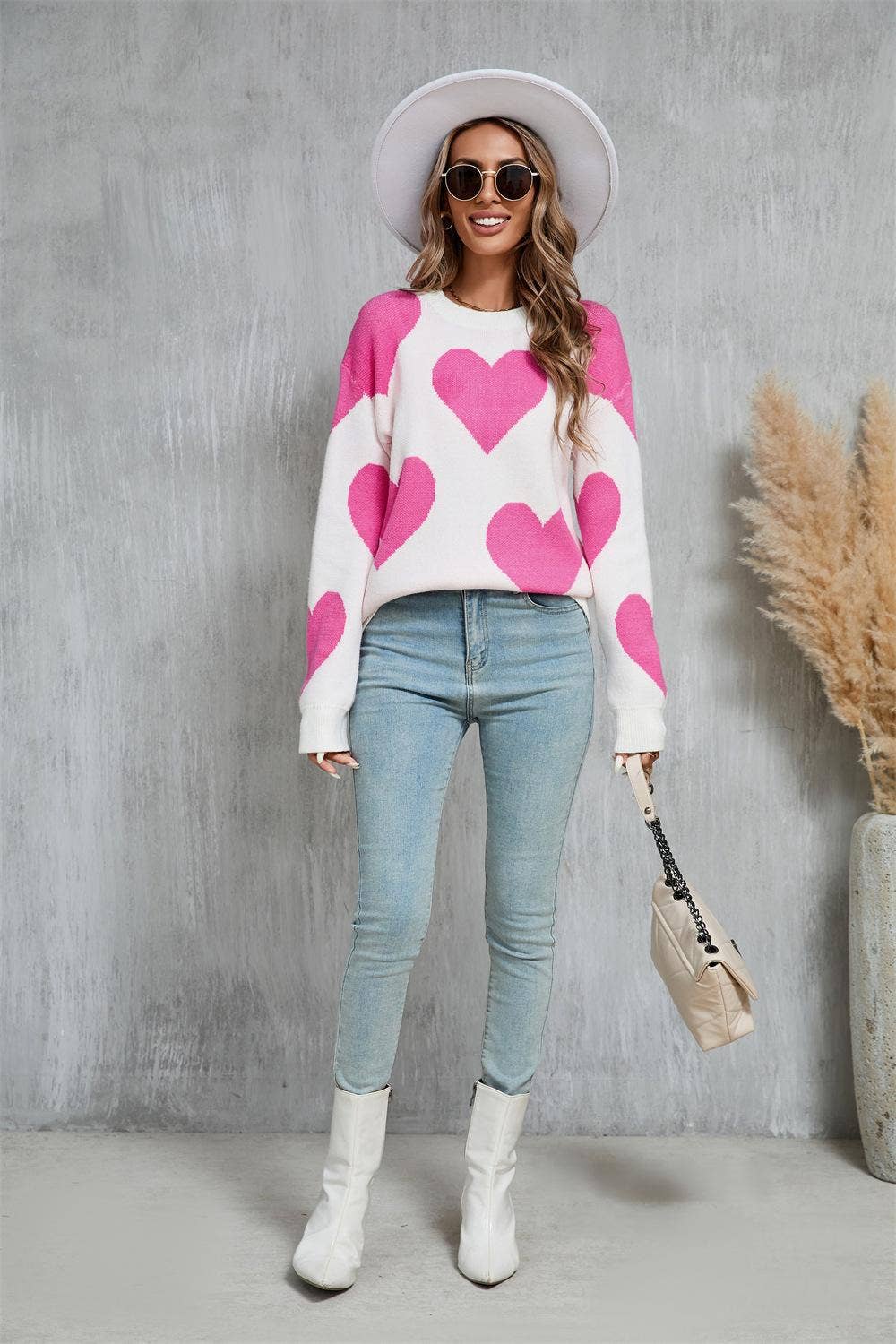 Romantic Heart Sweater ROSE RED (S-XL)