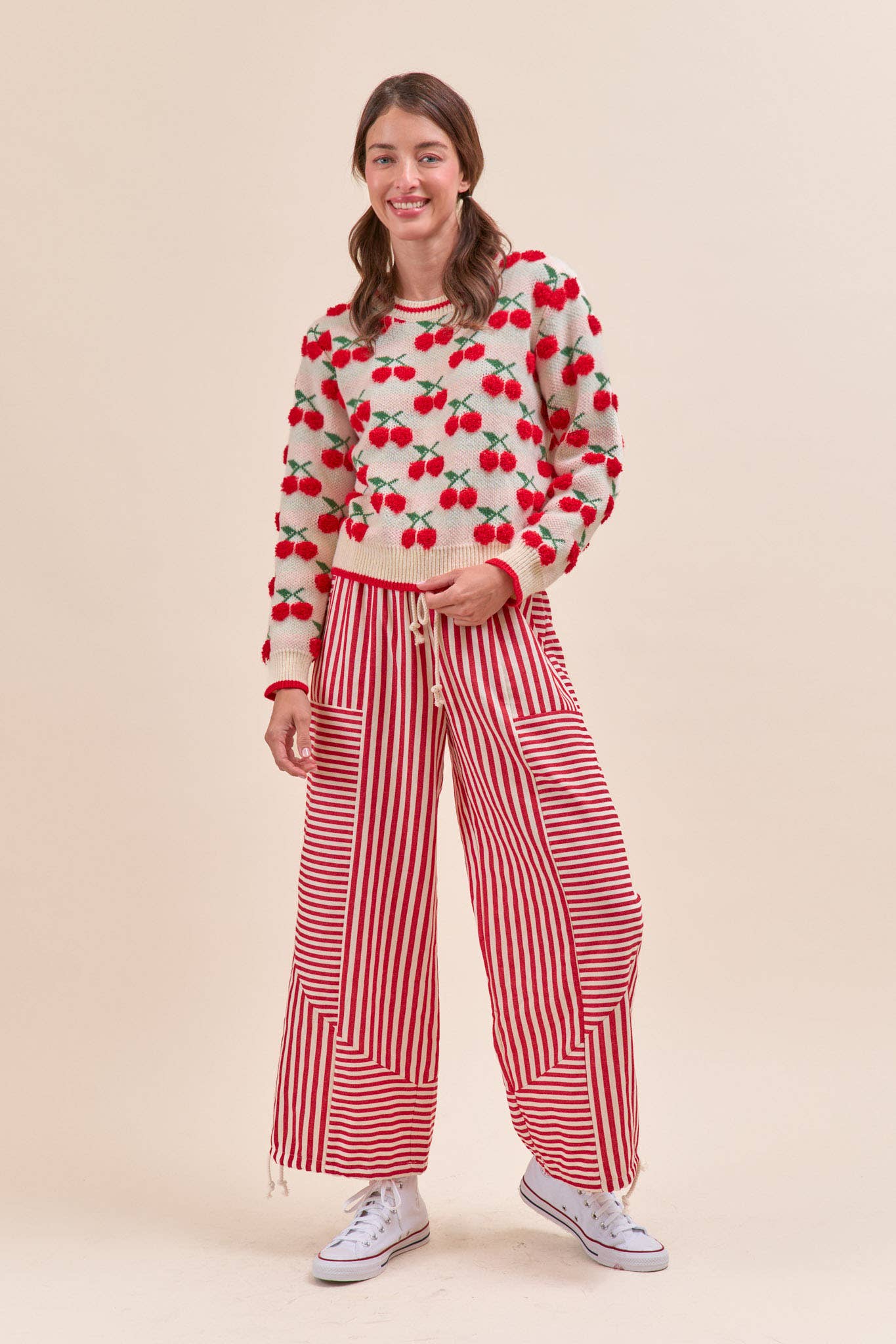 MIXED STRIPES PARACHUTE PANTS MP4366: Dark Blue Stripe / L