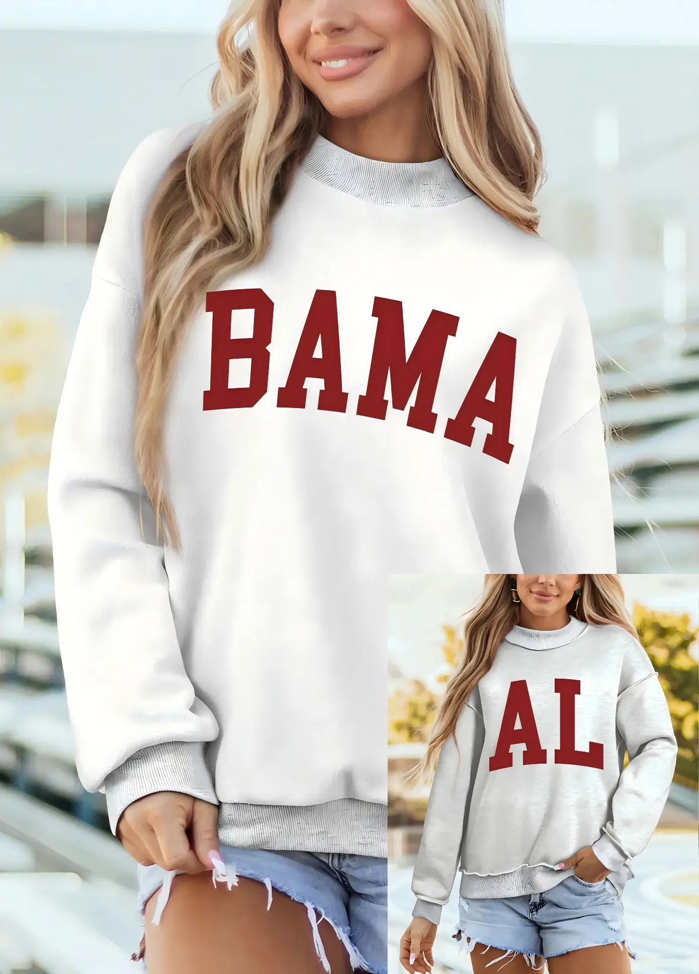 Reversible Game Day Mock Neck Sweatshirt: Light Grey / 65%Polyester+35%Cotton / XL
