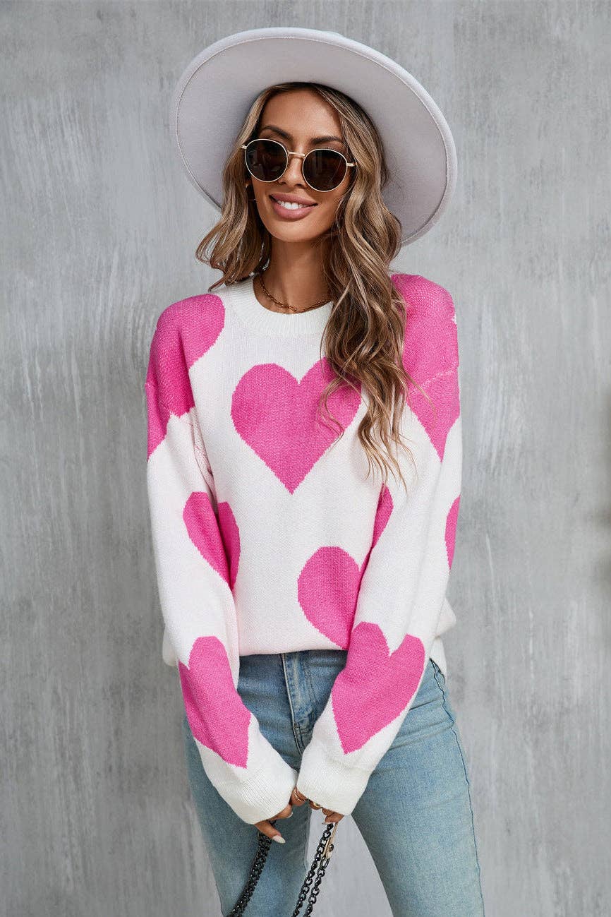 Romantic Heart Sweater ROSE RED (S-XL)