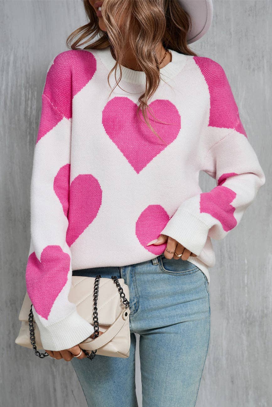 Romantic Heart Sweater ROSE RED (S-XL)