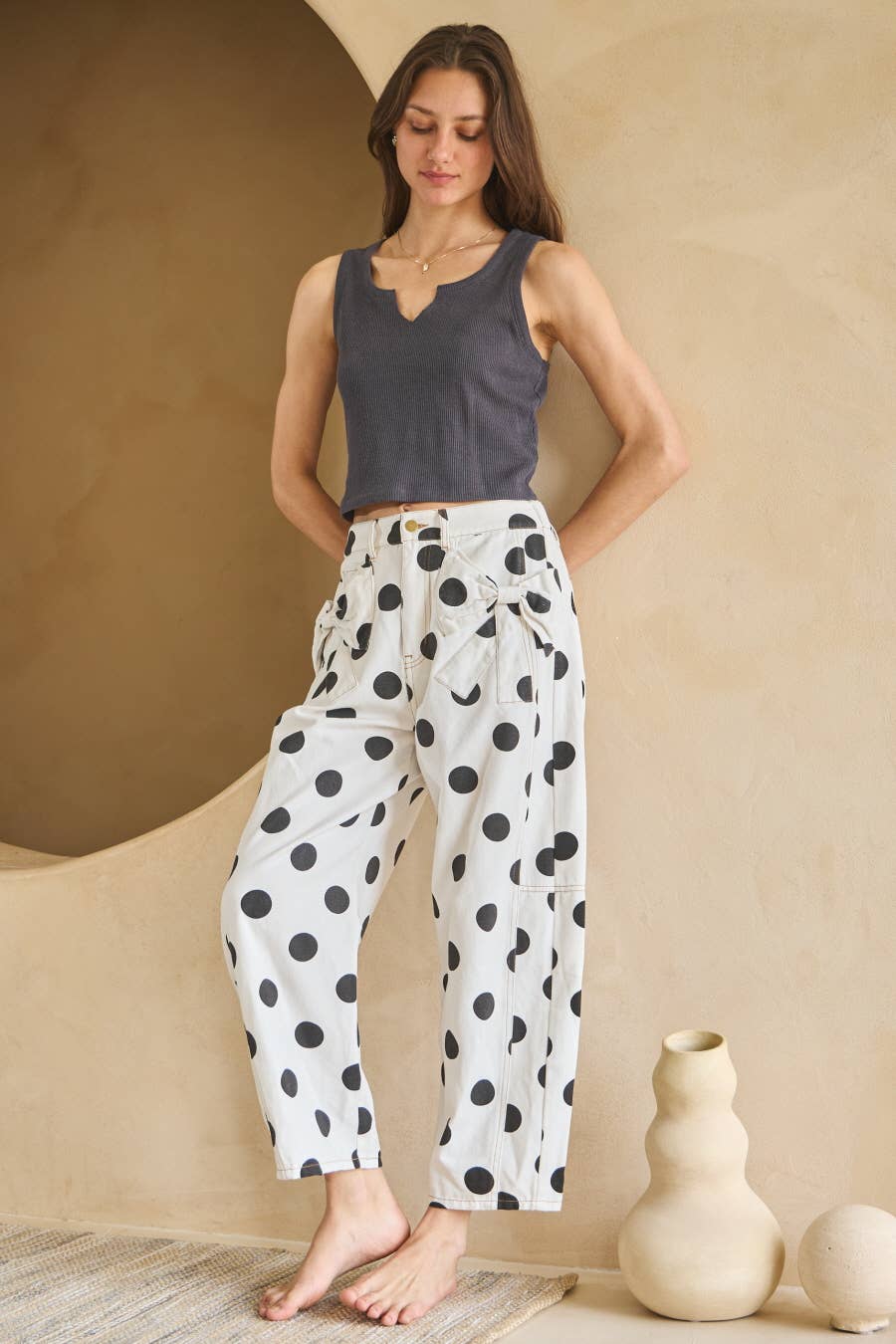 Weekender Wander Barrel Denim Pants BLACK POLKA DOT (S-L)