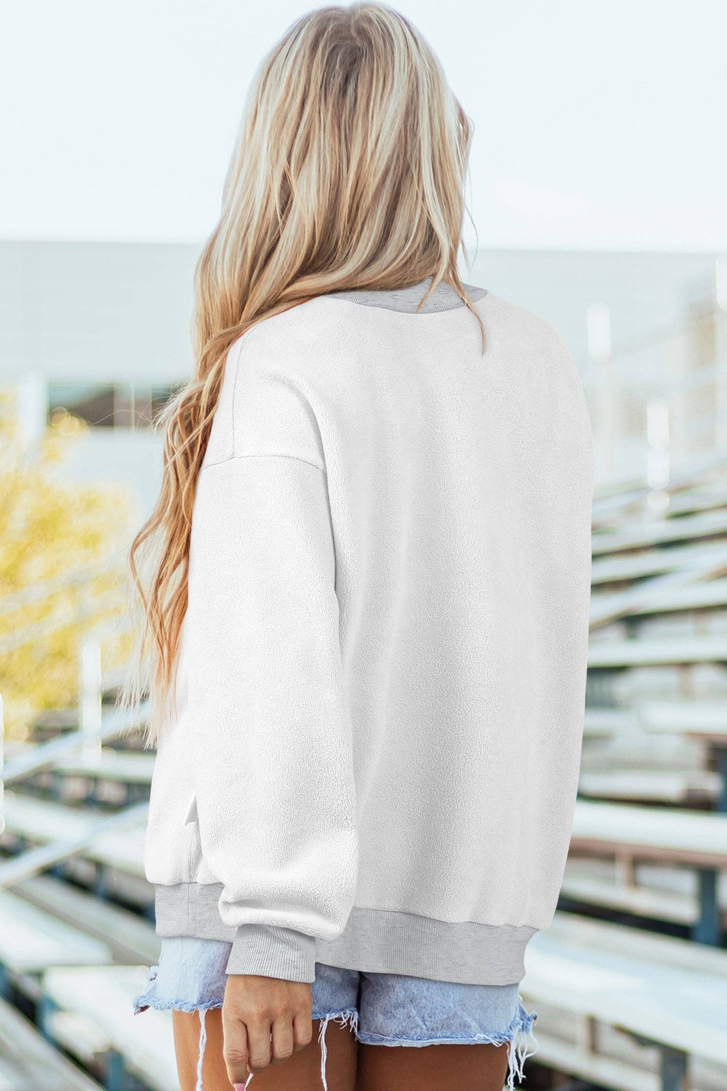Reversible Game Day Mock Neck Sweatshirt: Light Grey / 65%Polyester+35%Cotton / M
