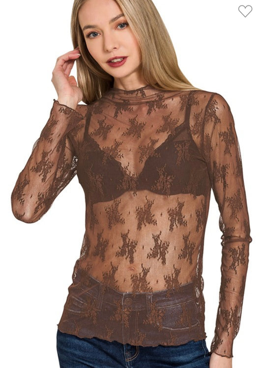 Laced with Love Top Brown (S-L)
