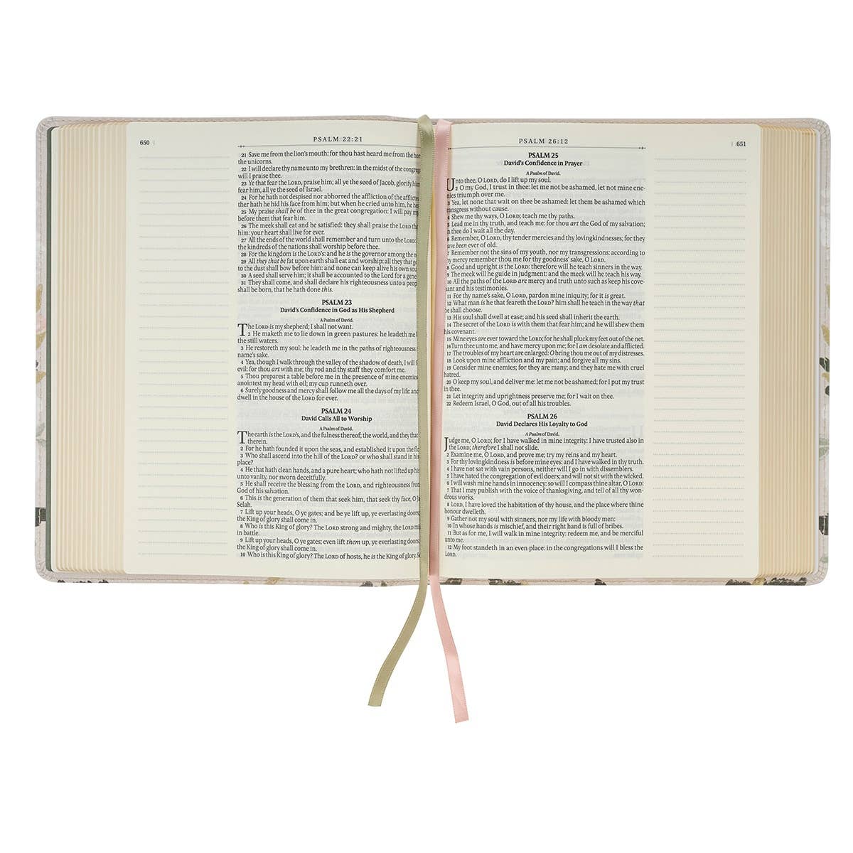 KJV Note-taking Bible Faux Leather Floral Printed Ps 91:4