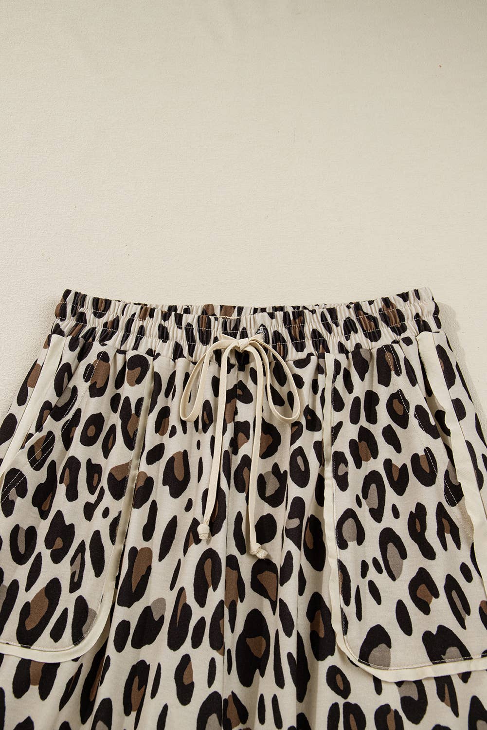 66 Khaki Leopard Wide Leg Cropped Pants (S-XL): Khaki