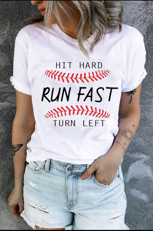 Run Fast Baseball Tee WHITE (S-xl)