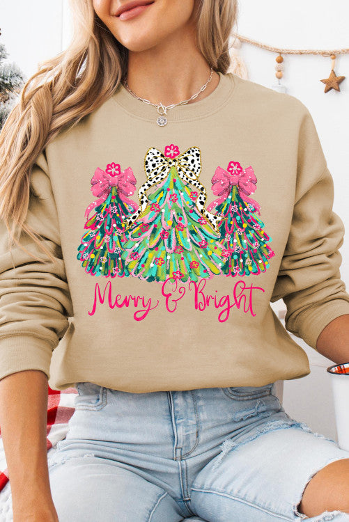 Merry & Bright Christmas Tree Sweater TAN (S-XL)