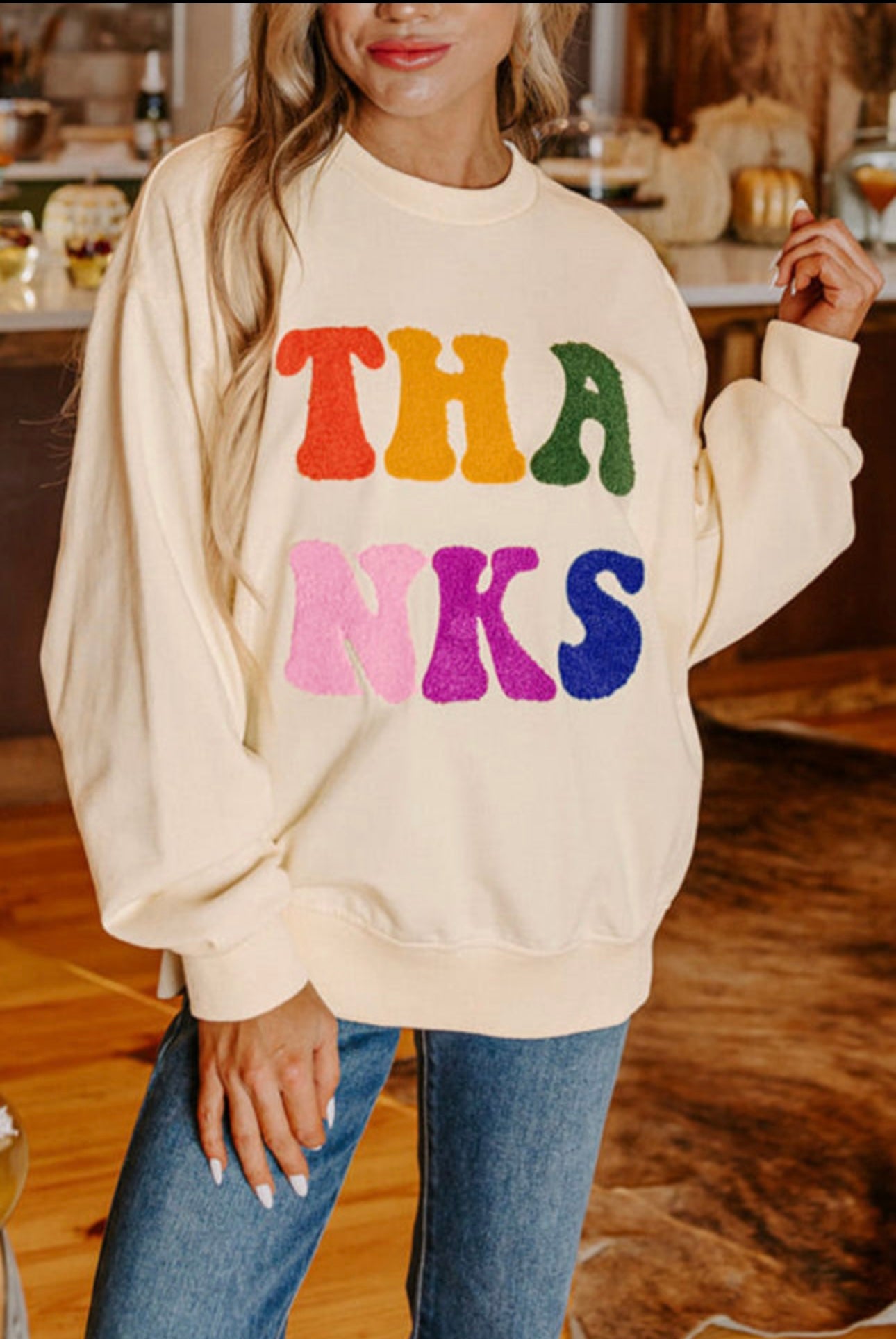 Thanks Sweatshirt APRICOT