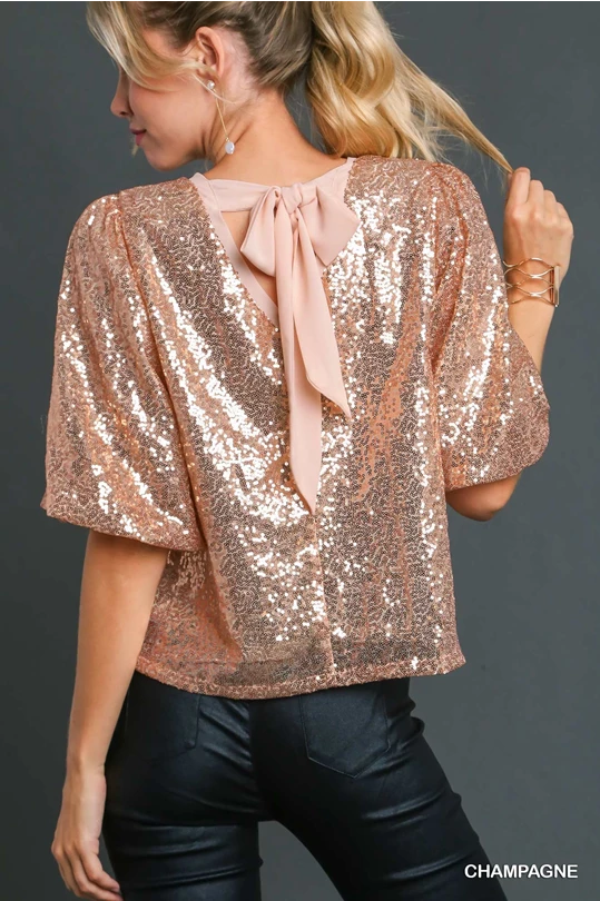 GLAMOROUS Sequin Top Blush (S-L)