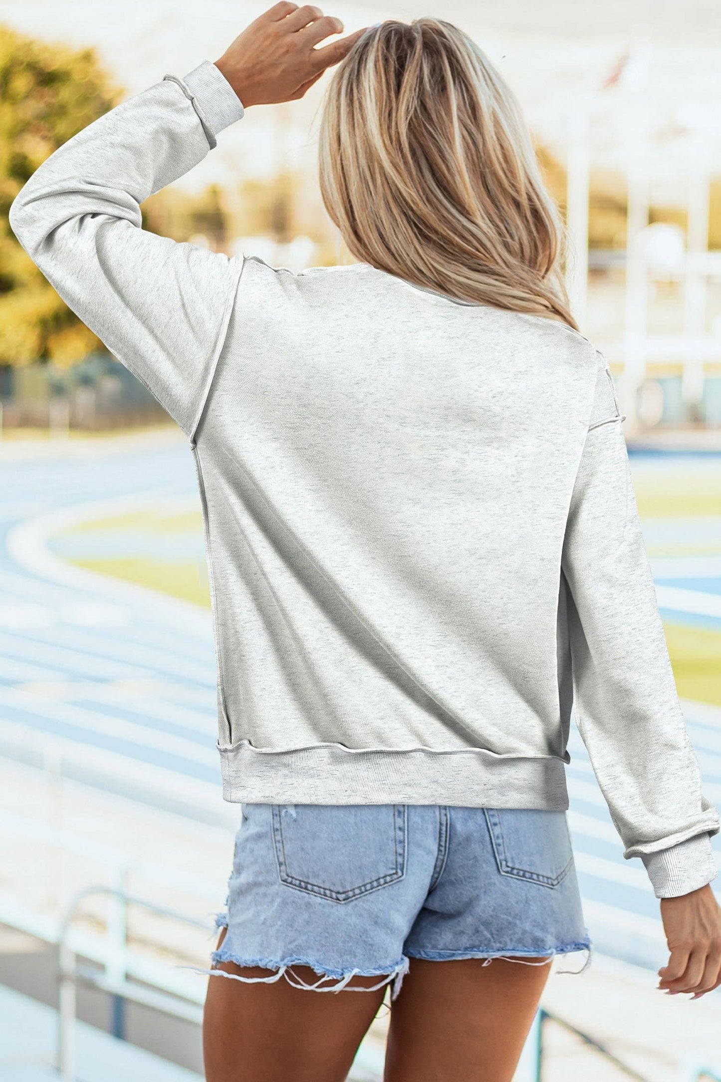 Reversible Game Day Mock Neck Sweatshirt: Light Grey / 65%Polyester+35%Cotton / M