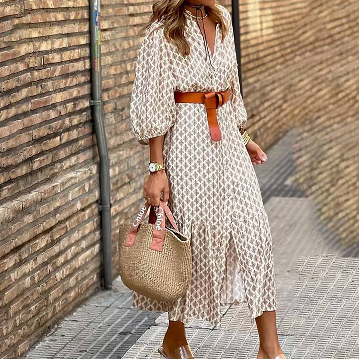 Belt Waiste Dress  (S-XL)