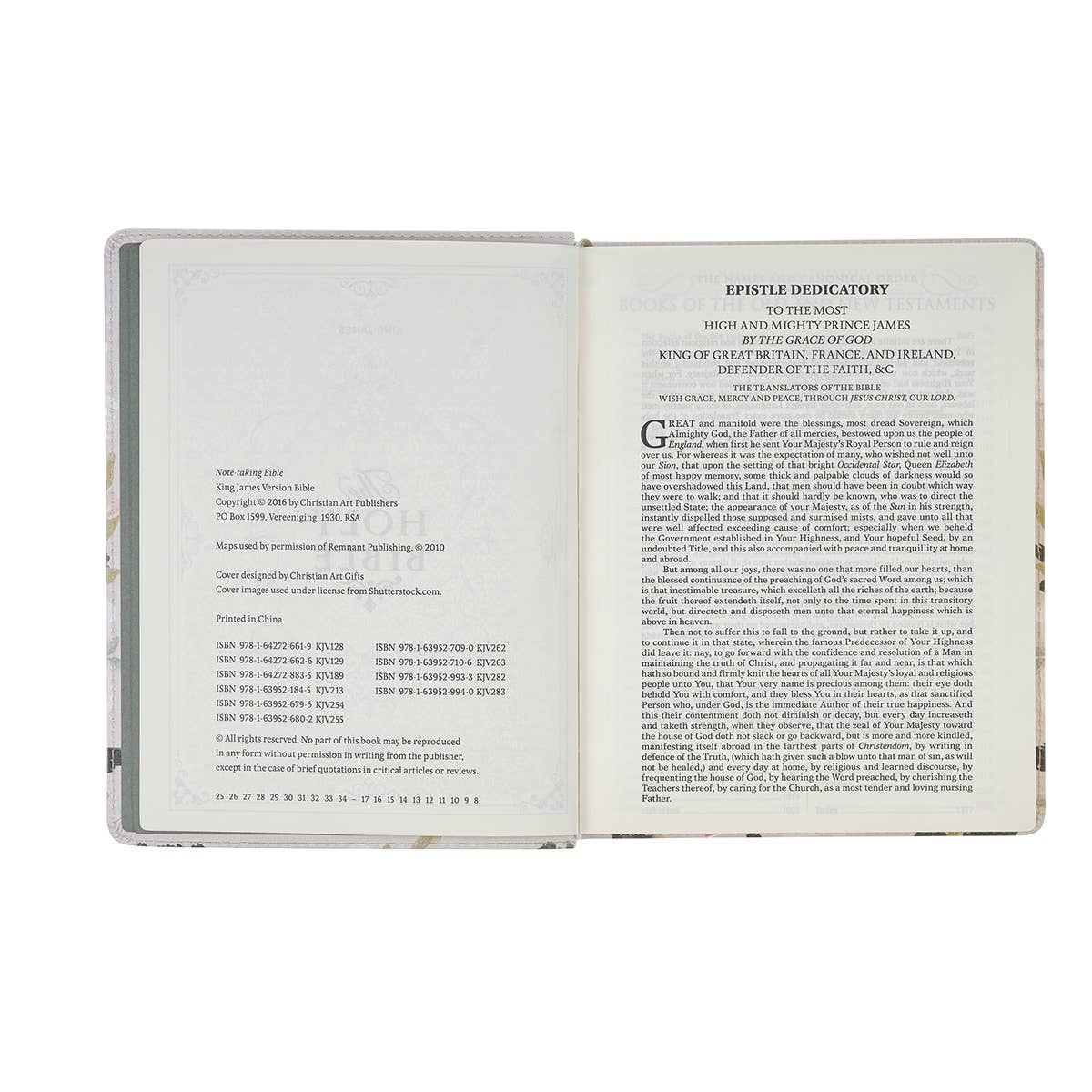 KJV Note-taking Bible Faux Leather Floral Printed Ps 91:4