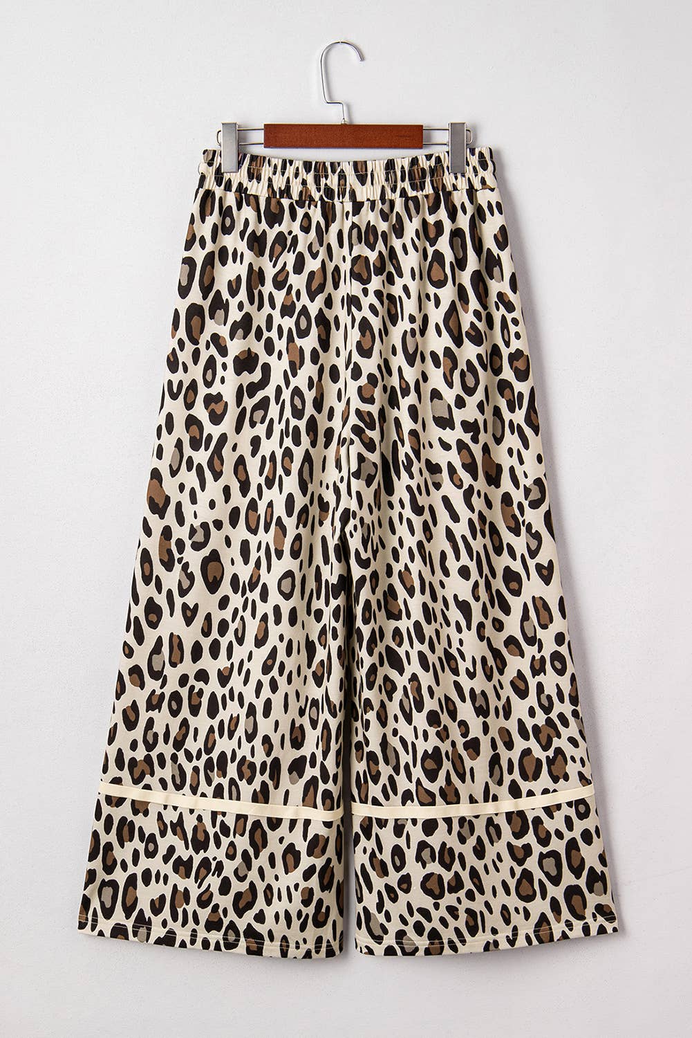66 Khaki Leopard Wide Leg Cropped Pants (S-XL): Khaki