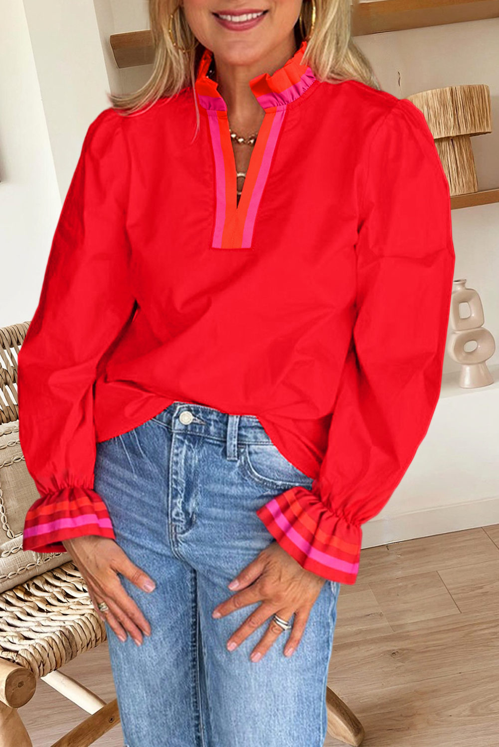 Firestarter Mock Neck Top FIERY RED (S-XL)