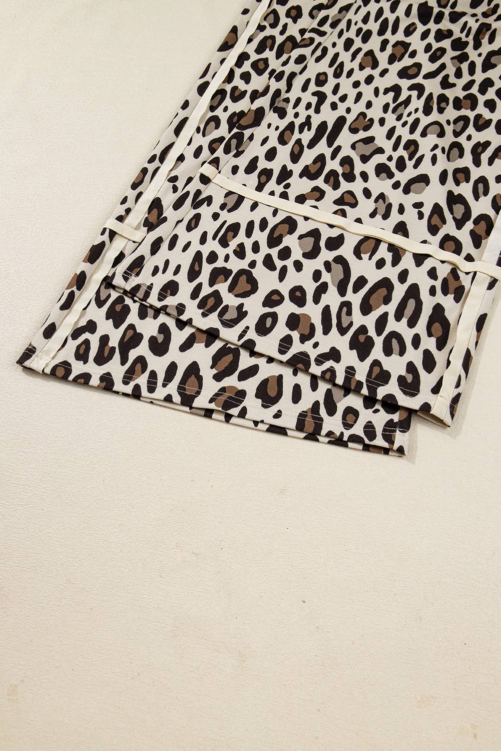 66 Khaki Leopard Wide Leg Cropped Pants (S-XL): Khaki