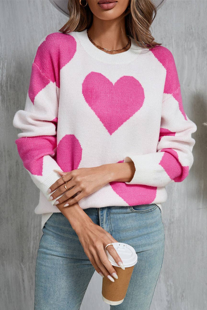 Romantic Heart Sweater ROSE RED (S-XL)