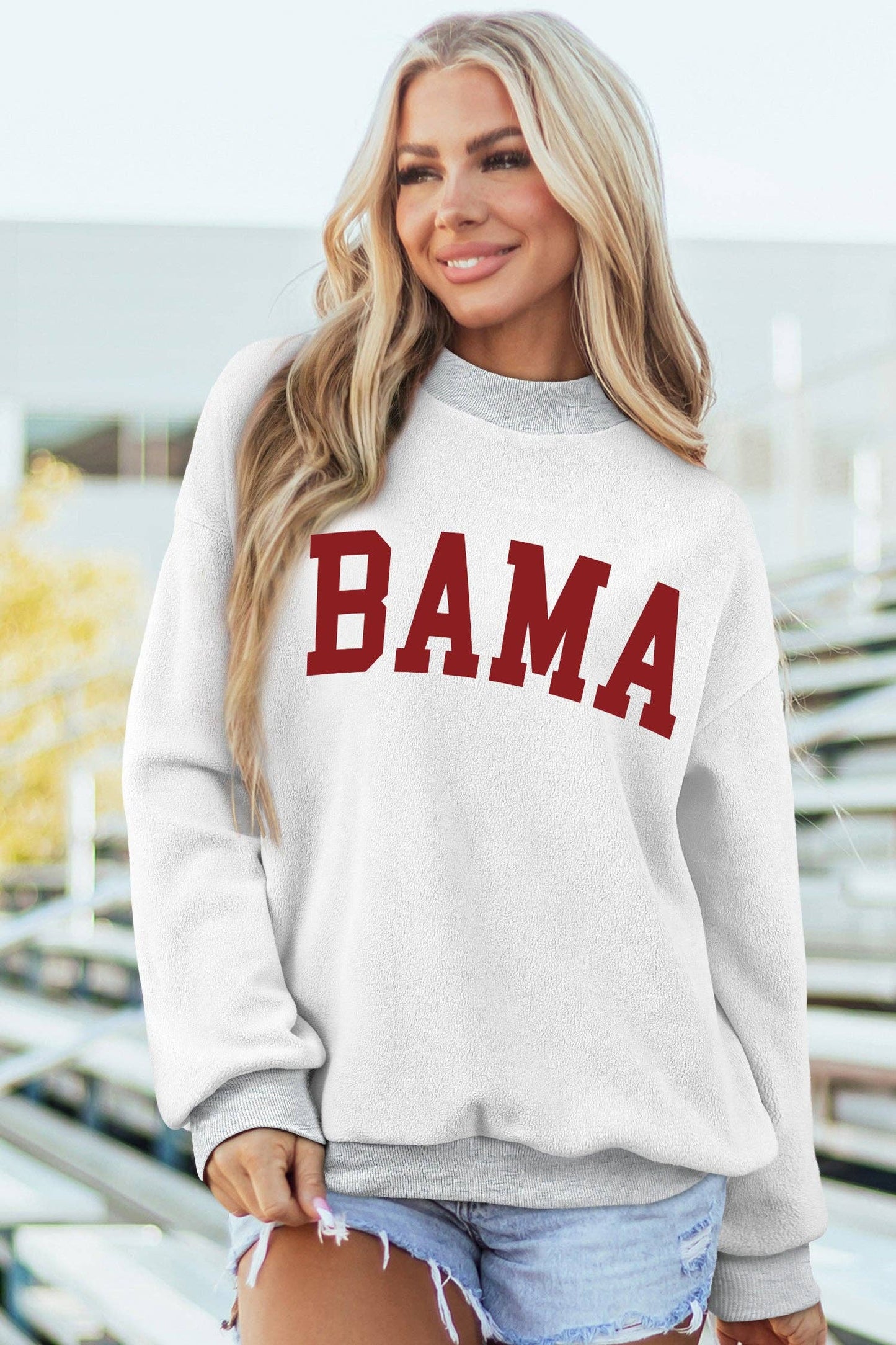 Reversible Game Day Mock Neck Sweatshirt: Light Grey / 65%Polyester+35%Cotton / M