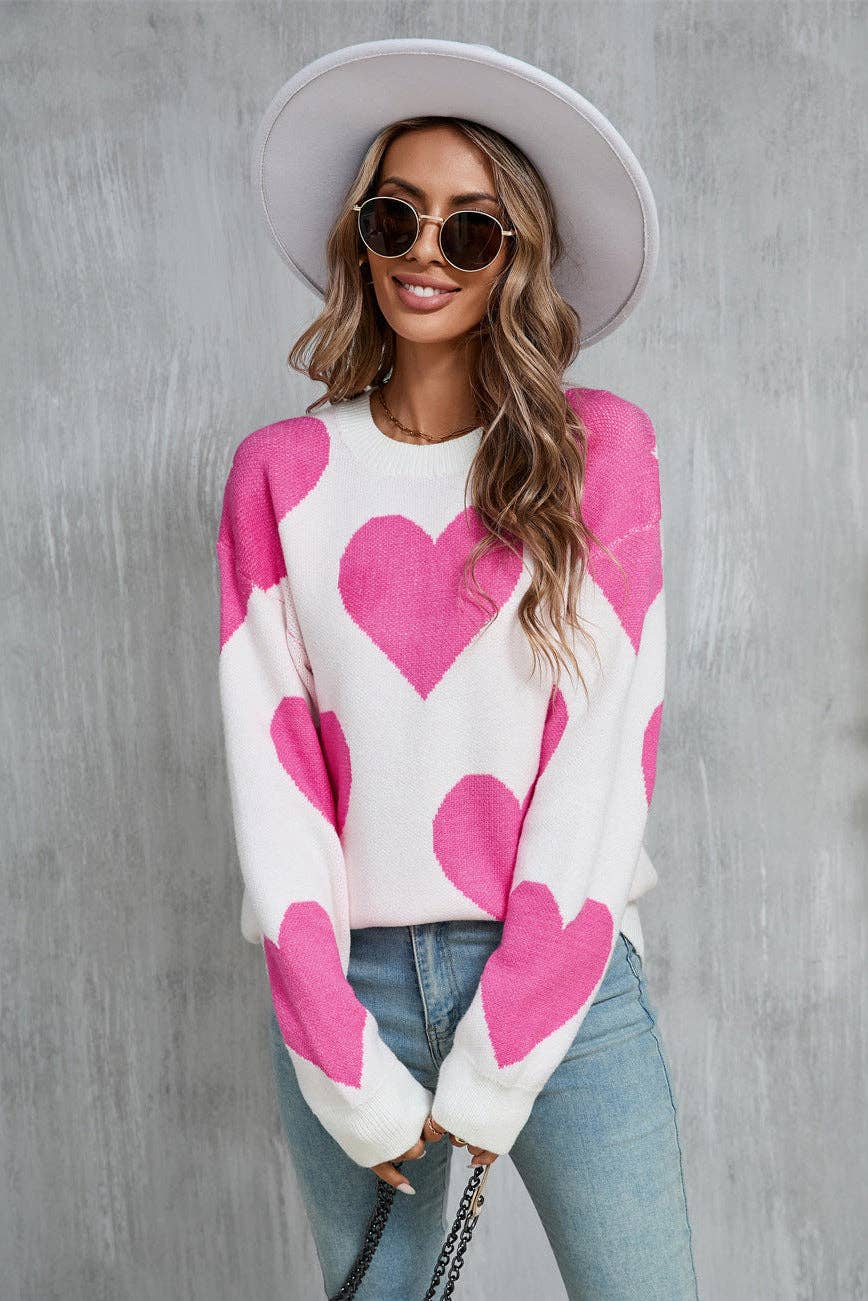 Romantic Heart Sweater ROSE RED (S-XL)