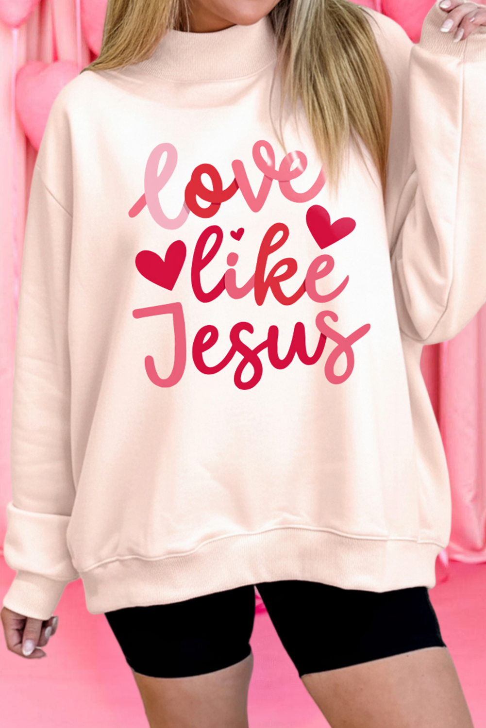Love like Jesus Valentines Day Mock Neck Sweatshirt (S-XL)