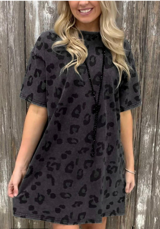 Key To Happiness Dress BLACK LEOPARD (S-2xl)