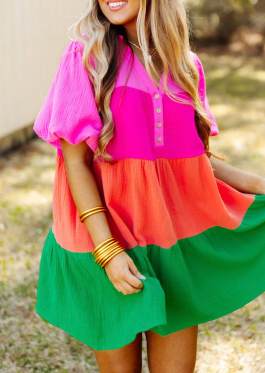 What Dreams Are Made Of Tiered Dress MULTICOLORED (S-Xl)