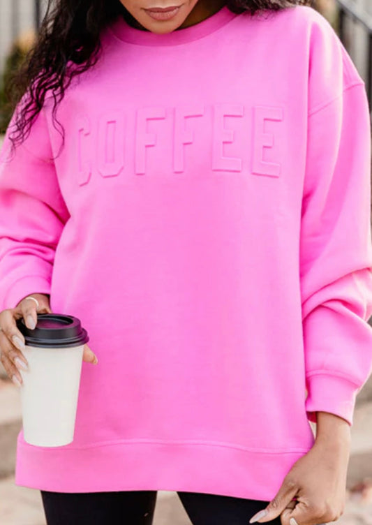 Coffee Sweatshirt HOT PINK (S-Xl)
