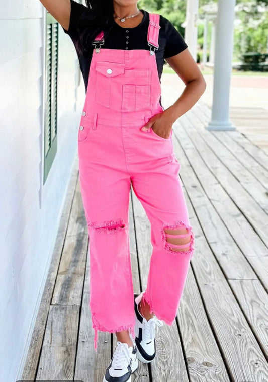 Down To Earth Overalls HOT PINK (4-16)