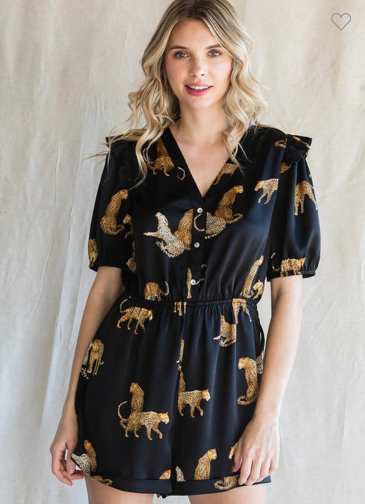 Walking on the Wild Side Romper BLACK (S-L)