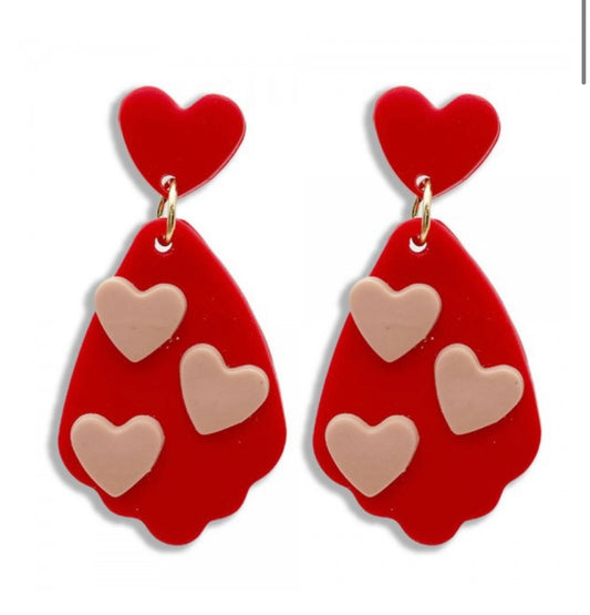 Don’t Play With Heart Clay Earrings RED