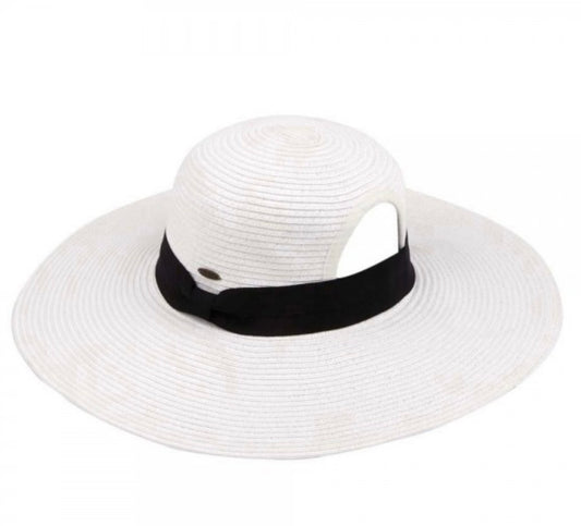 Sunny Days Ponytail Floppy Hat White